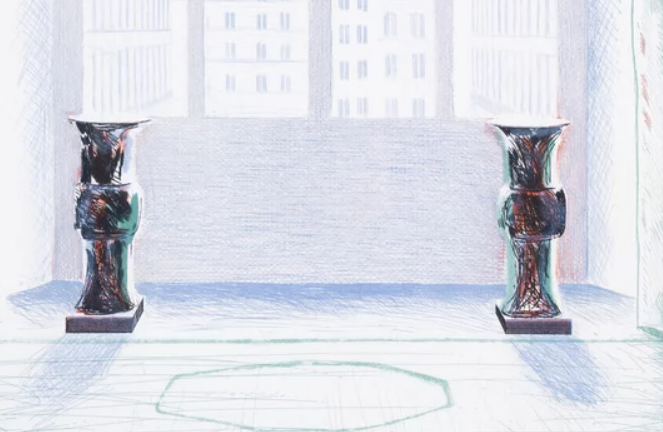Картина Дэвида Хокни «Две вазы в Лувре» представлена на аукционе